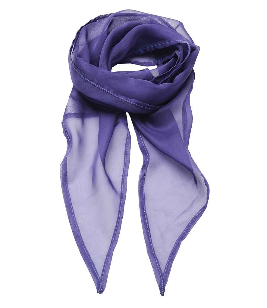 Premier 'Colours' Chiffon Scarf in ONE Purple by Premier — Custom branded clothing by Print Press, featuring premium embroidery produced in our specialist print lab in the UK.