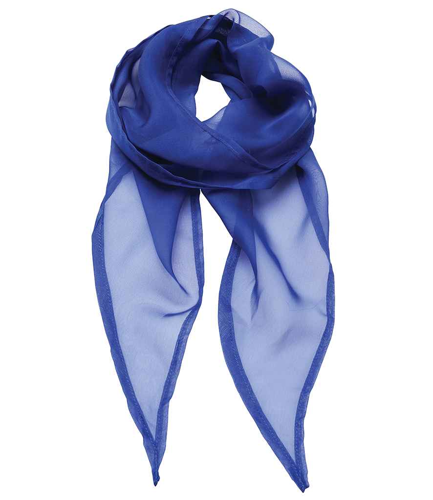 Premier 'Colours' Chiffon Scarf in ONE Royal Blue by Premier — Custom branded clothing by Print Press, featuring premium embroidery produced in our specialist print lab in the UK.