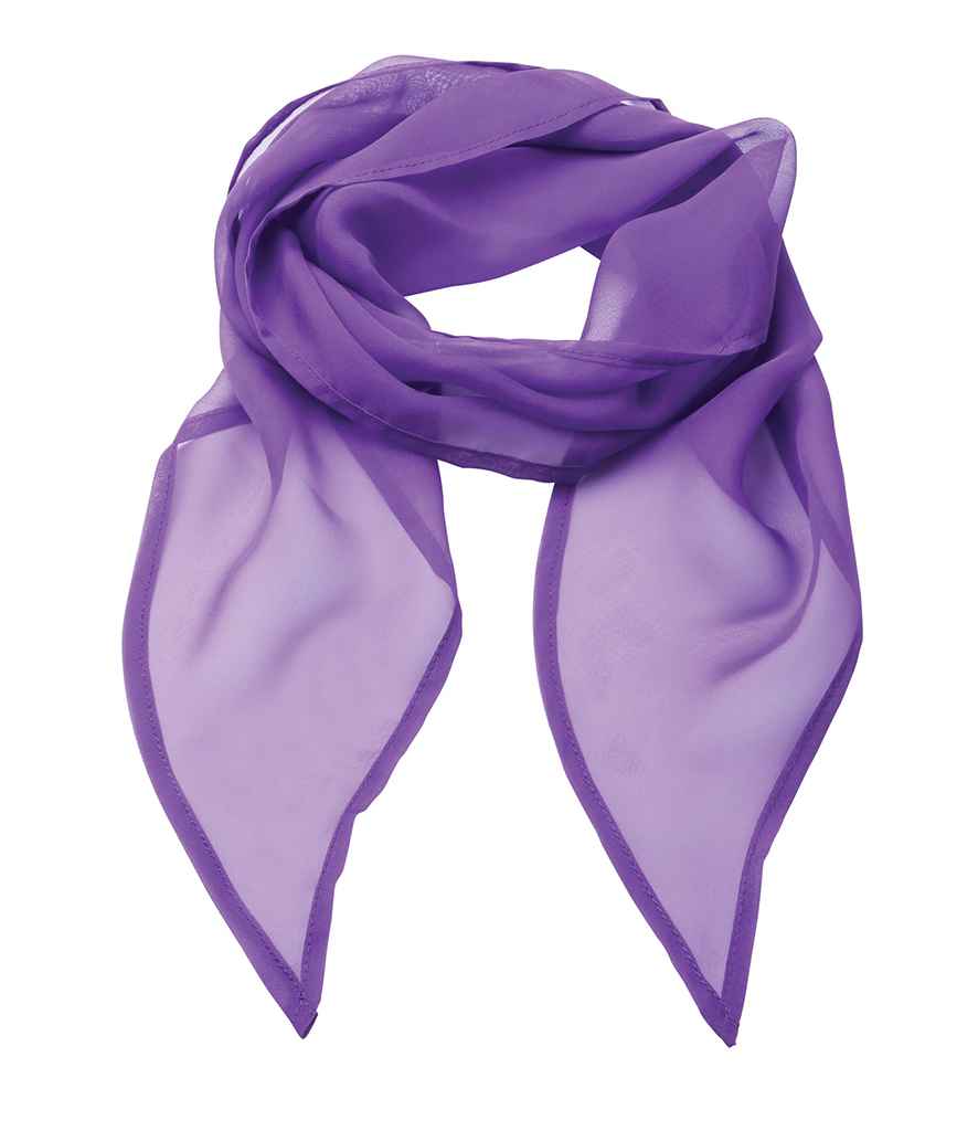 Premier 'Colours' Chiffon Scarf in ONE Rich Violet by Premier — Custom branded clothing by Print Press, featuring premium embroidery produced in our specialist print lab in the UK.