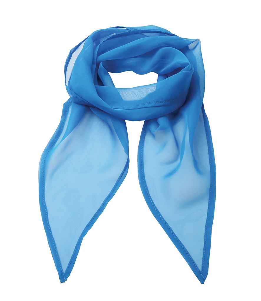 Premier 'Colours' Chiffon Scarf in ONE Sapphire Blue by Premier — Custom branded clothing by Print Press, featuring premium embroidery produced in our specialist print lab in the UK.