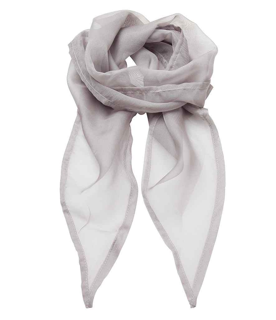 Premier 'Colours' Chiffon Scarf in ONE Silver by Premier — Custom branded clothing by Print Press, featuring premium embroidery produced in our specialist print lab in the UK.