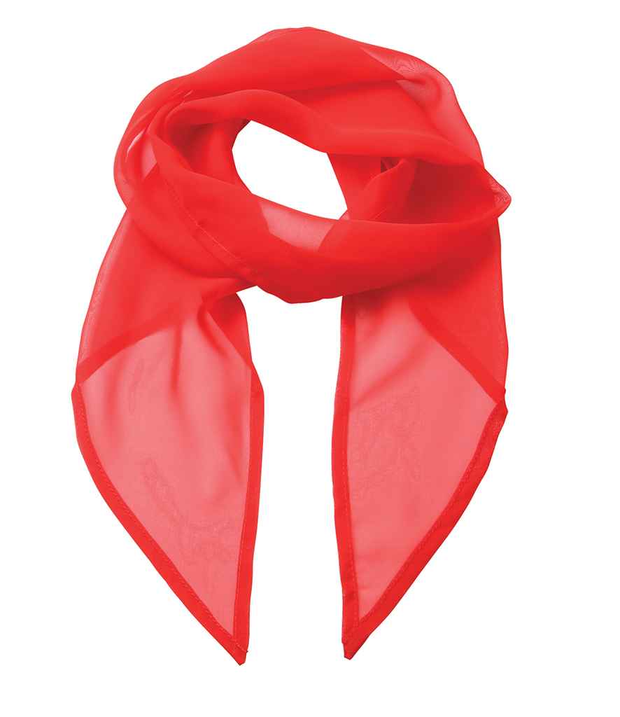 Premier 'Colours' Chiffon Scarf in ONE Strawberry Red by Premier — Custom branded clothing by Print Press, featuring premium embroidery produced in our specialist print lab in the UK.