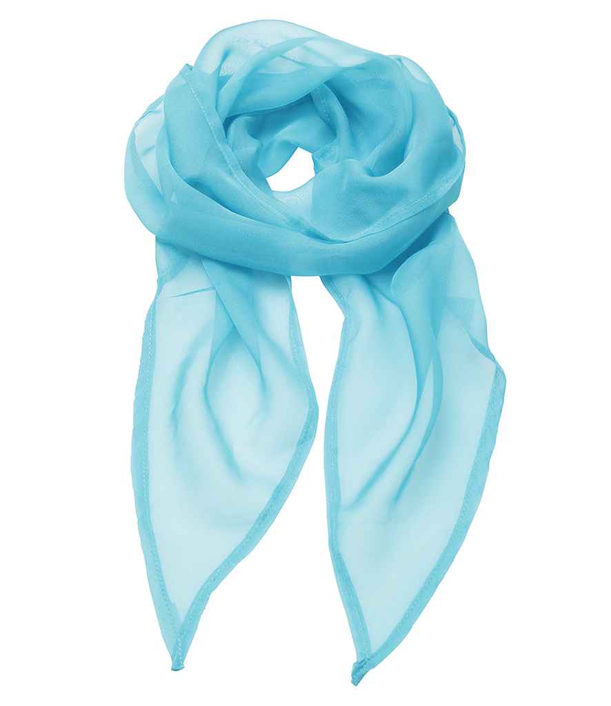 Premier 'Colours' Chiffon Scarf in ONE Turquoise Blue by Premier — Custom branded clothing by Print Press, featuring premium embroidery produced in our specialist print lab in the UK.