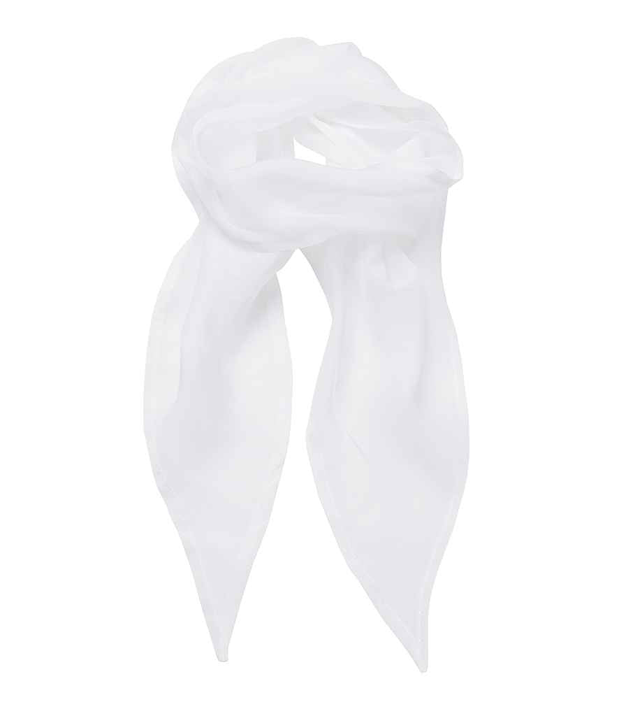 Premier 'Colours' Chiffon Scarf in ONE White by Premier — Custom branded clothing by Print Press, featuring premium embroidery produced in our specialist print lab in the UK.