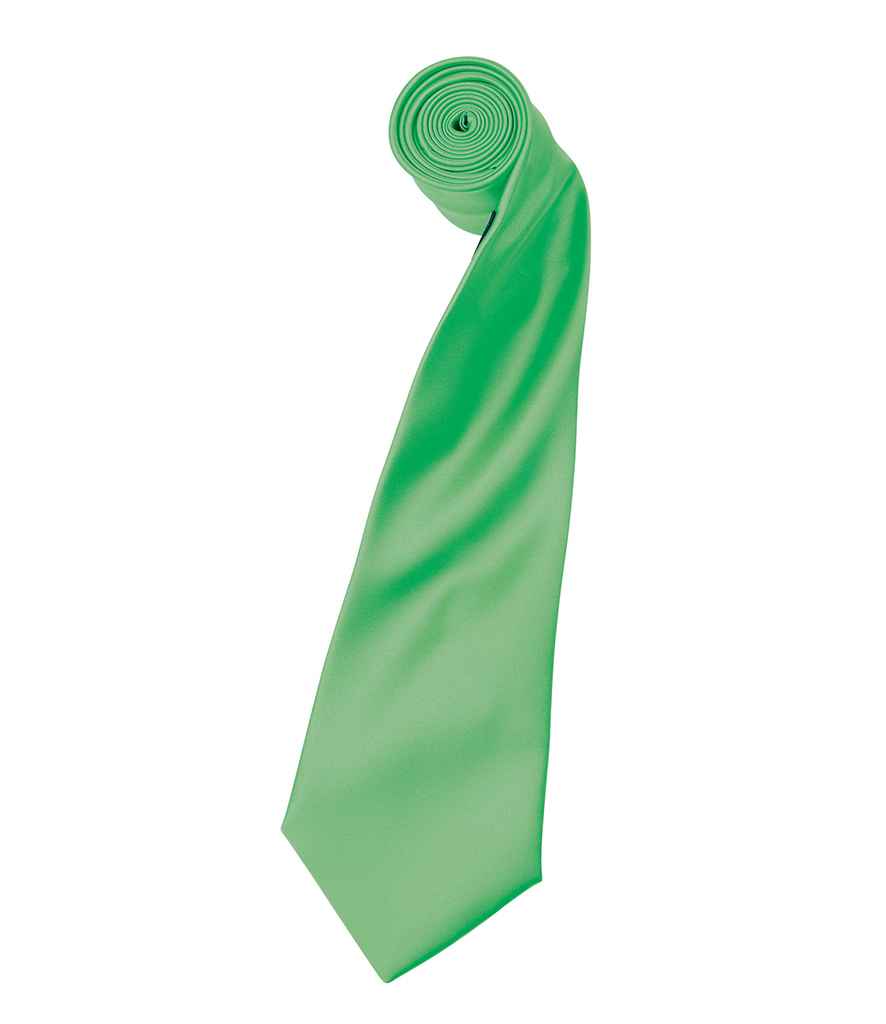 Premier 'Colours' Satin Tie in ONE Apple Green by Premier — Custom branded clothing by Print Press, featuring premium embroidery produced in our specialist print lab in the UK.