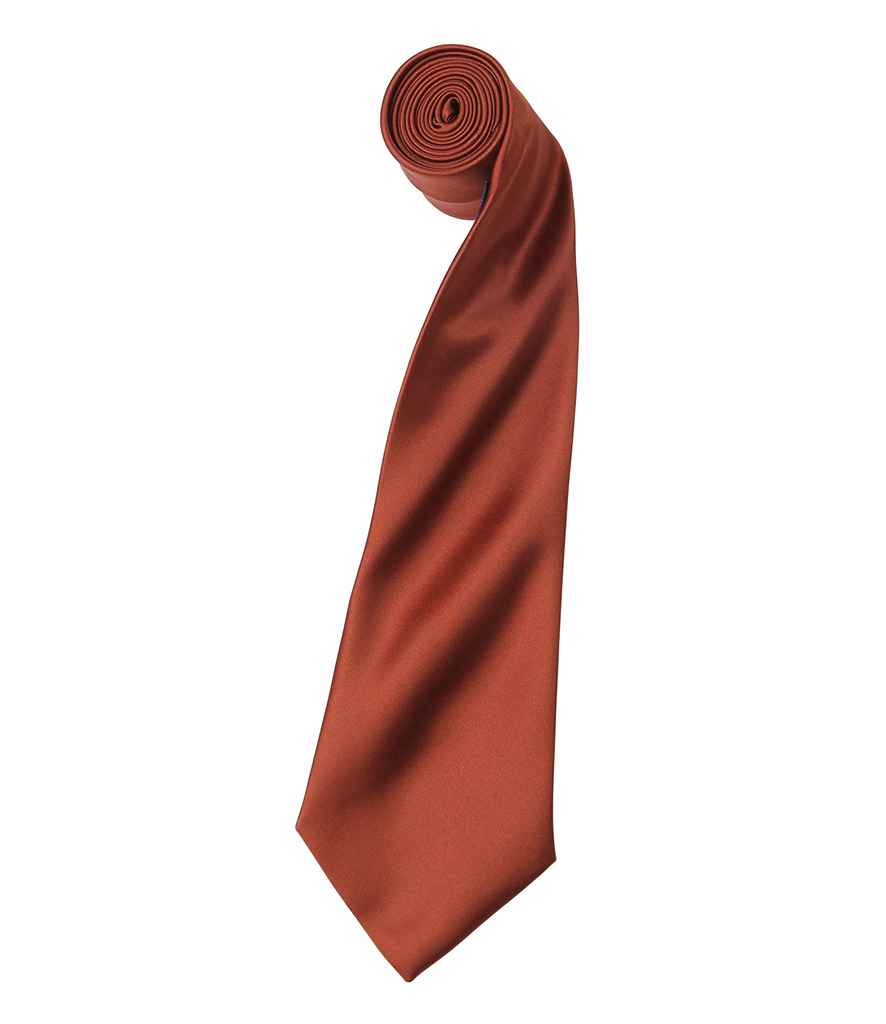 Premier 'Colours' Satin Tie in ONE Chestnut by Premier — Custom branded clothing by Print Press, featuring premium embroidery produced in our specialist print lab in the UK.