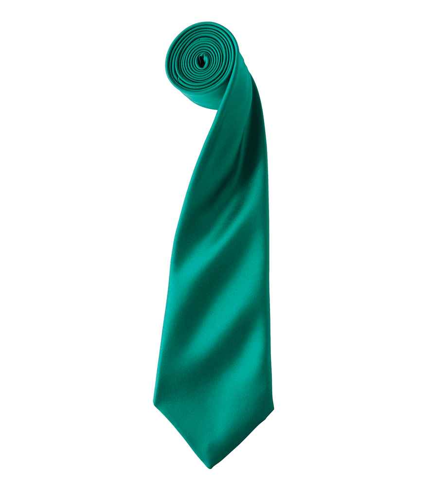 Premier 'Colours' Satin Tie in ONE Emerald by Premier — Custom branded clothing by Print Press, featuring premium embroidery produced in our specialist print lab in the UK.