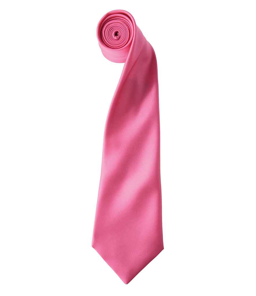Premier 'Colours' Satin Tie in ONE Fuchsia by Premier — Custom branded clothing by Print Press, featuring premium embroidery produced in our specialist print lab in the UK.