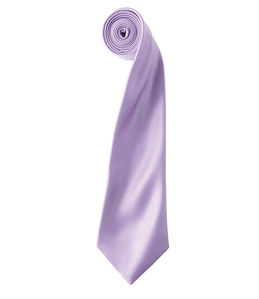 Premier 'Colours' Satin Tie in ONE Lilac by Premier — Custom branded clothing by Print Press, featuring premium embroidery produced in our specialist print lab in the UK.