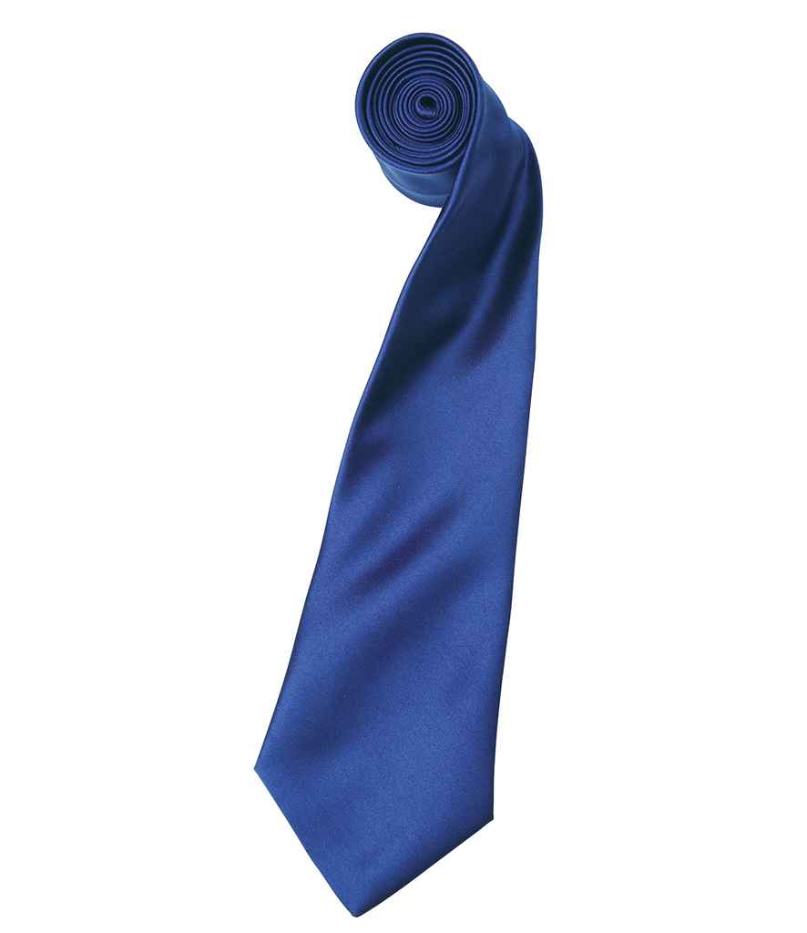 Premier 'Colours' Satin Tie in ONE Marine Blue by Premier — Custom branded clothing by Print Press, featuring premium embroidery produced in our specialist print lab in the UK.