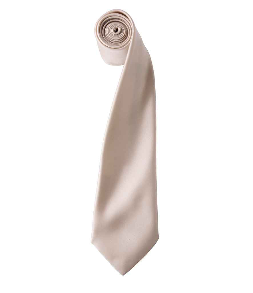 Premier 'Colours' Satin Tie in ONE Natural by Premier — Custom branded clothing by Print Press, featuring premium embroidery produced in our specialist print lab in the UK.