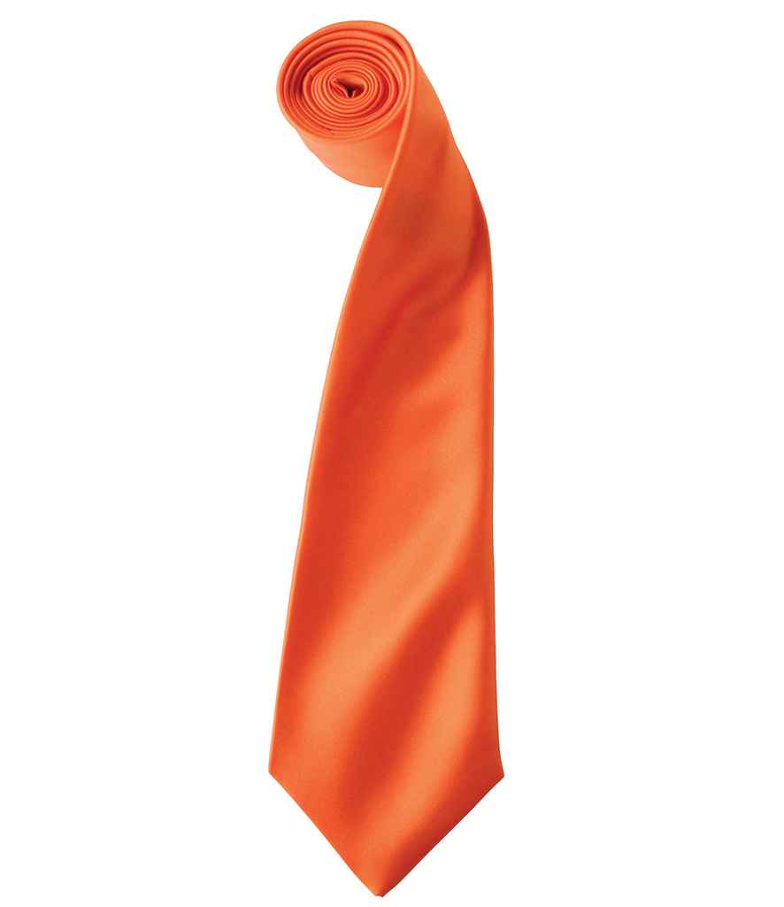 Premier 'Colours' Satin Tie in ONE Orange by Premier — Custom branded clothing by Print Press, featuring premium embroidery produced in our specialist print lab in the UK.