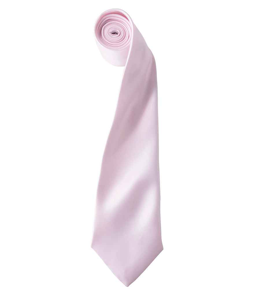 Premier 'Colours' Satin Tie in ONE Pink by Premier — Custom branded clothing by Print Press, featuring premium embroidery produced in our specialist print lab in the UK.