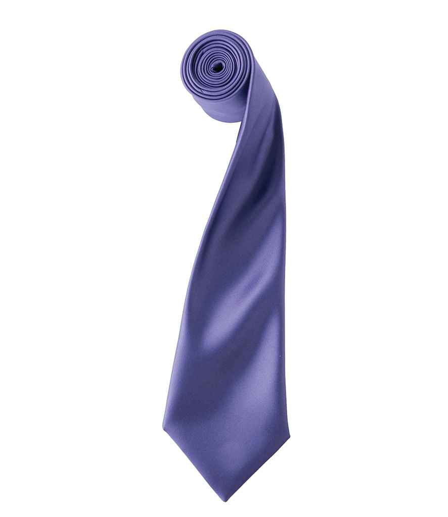 Premier 'Colours' Satin Tie in ONE Purple by Premier — Custom branded clothing by Print Press, featuring premium embroidery produced in our specialist print lab in the UK.
