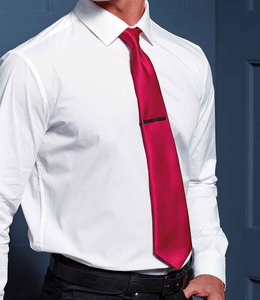 Premier 'Colours' Satin Tie in ONE Red by Premier — Custom branded clothing by Print Press, featuring premium embroidery produced in our specialist print lab in the UK.