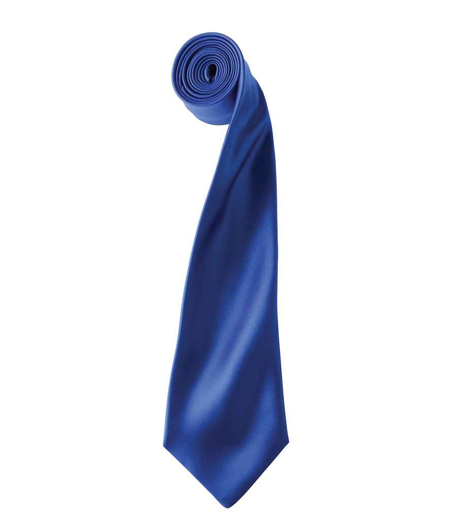 Premier 'Colours' Satin Tie in ONE Royal Blue by Premier — Custom branded clothing by Print Press, featuring premium embroidery produced in our specialist print lab in the UK.