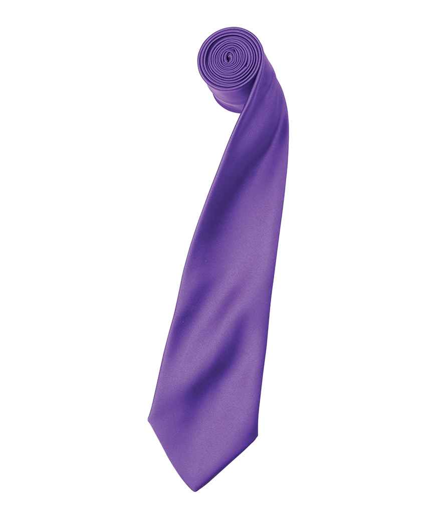 Premier 'Colours' Satin Tie in ONE Rich Violet by Premier — Custom branded clothing by Print Press, featuring premium embroidery produced in our specialist print lab in the UK.