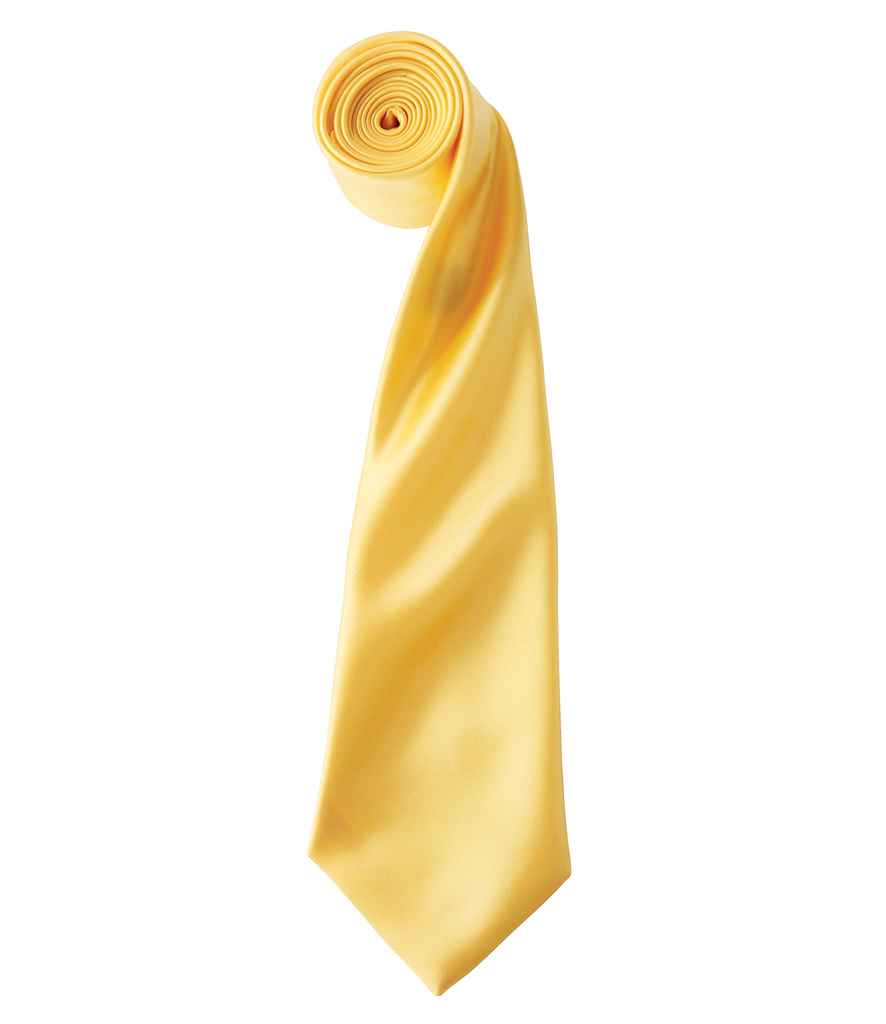 Premier 'Colours' Satin Tie in ONE Sunflower by Premier — Custom branded clothing by Print Press, featuring premium embroidery produced in our specialist print lab in the UK.