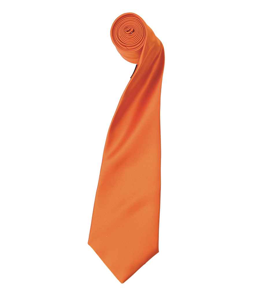 Premier 'Colours' Satin Tie in ONE Terracotta by Premier — Custom branded clothing by Print Press, featuring premium embroidery produced in our specialist print lab in the UK.