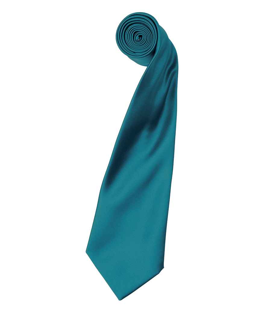 Premier 'Colours' Satin Tie in ONE Teal by Premier — Custom branded clothing by Print Press, featuring premium embroidery produced in our specialist print lab in the UK.