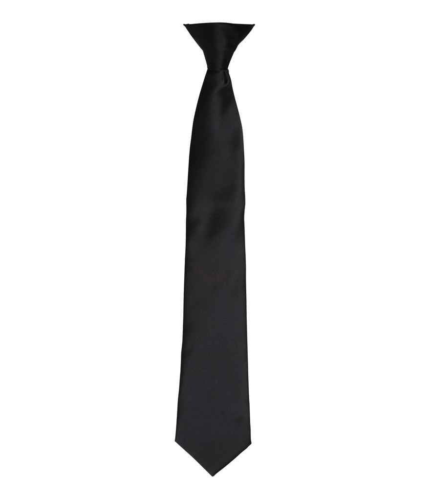 Premier 'Colours' Satin Clip Tie in ONE Black by Premier — Custom branded clothing by Print Press, featuring premium embroidery produced in our specialist print lab in the UK.