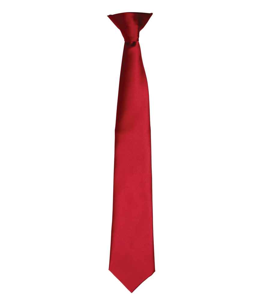 Premier 'Colours' Satin Clip Tie in ONE Burgundy by Premier — Custom branded clothing by Print Press, featuring premium embroidery produced in our specialist print lab in the UK.