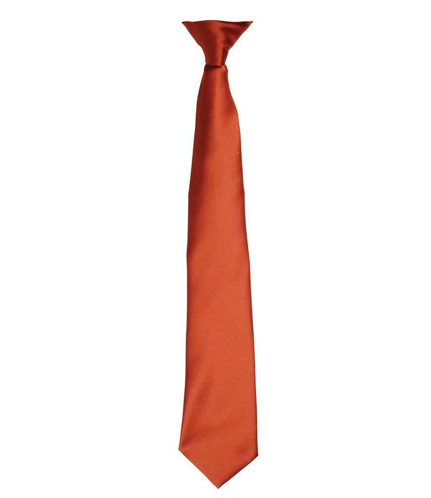 Premier 'Colours' Satin Clip Tie in ONE Chestnut by Premier — Custom branded clothing by Print Press, featuring premium embroidery produced in our specialist print lab in the UK.