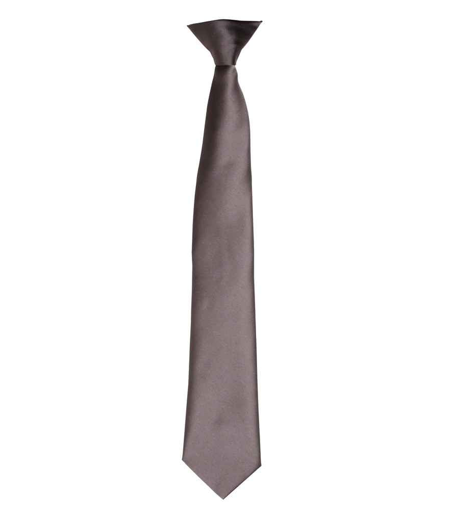 Premier 'Colours' Satin Clip Tie in ONE Dark Grey by Premier — Custom branded clothing by Print Press, featuring premium embroidery produced in our specialist print lab in the UK.