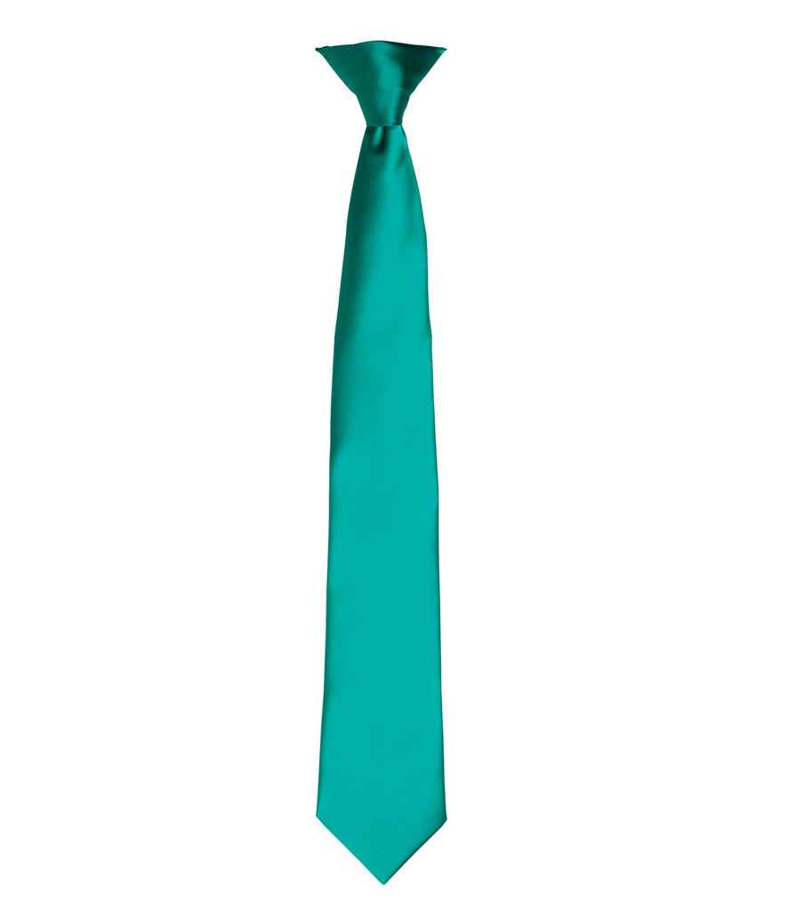Premier 'Colours' Satin Clip Tie in ONE Emerald by Premier — Custom branded clothing by Print Press, featuring premium embroidery produced in our specialist print lab in the UK.