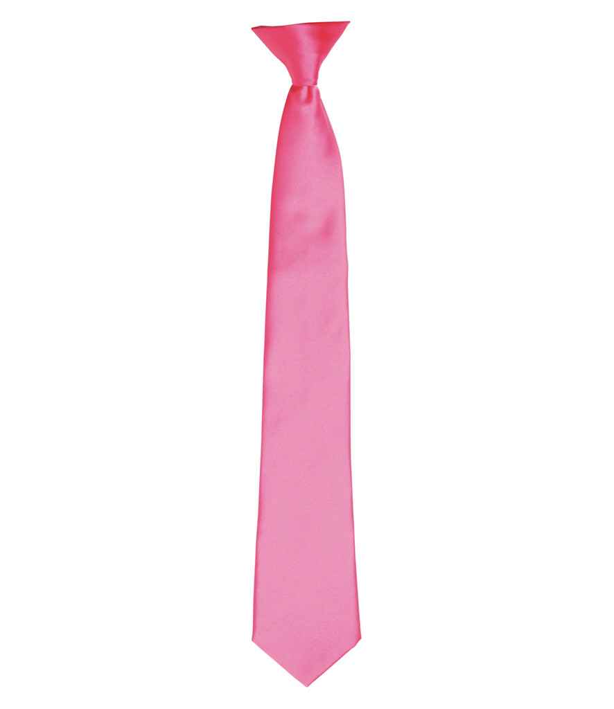 Premier 'Colours' Satin Clip Tie in ONE Fuchsia by Premier — Custom branded clothing by Print Press, featuring premium embroidery produced in our specialist print lab in the UK.