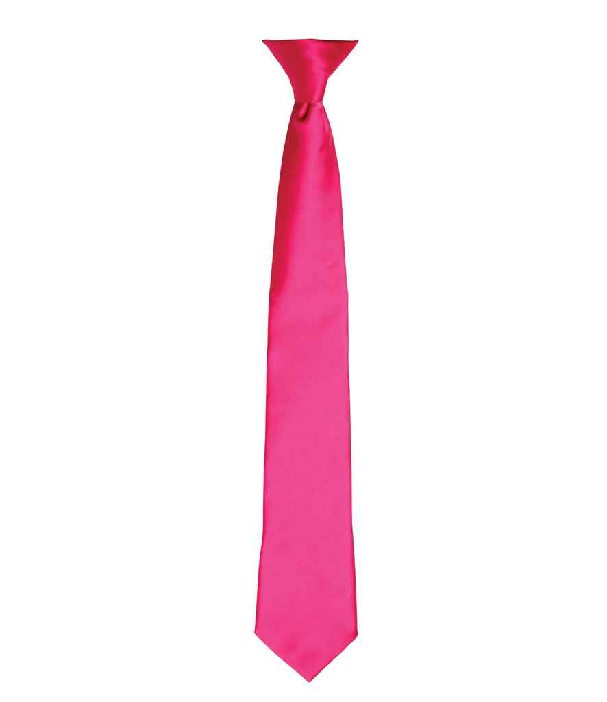 Premier 'Colours' Satin Clip Tie in ONE Hot Pink by Premier — Custom branded clothing by Print Press, featuring premium embroidery produced in our specialist print lab in the UK.