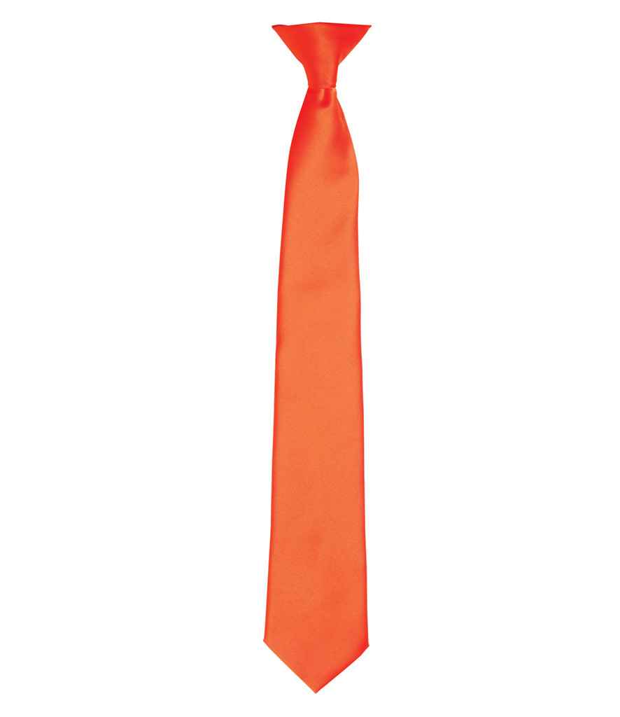 Premier 'Colours' Satin Clip Tie in ONE Orange by Premier — Custom branded clothing by Print Press, featuring premium embroidery produced in our specialist print lab in the UK.