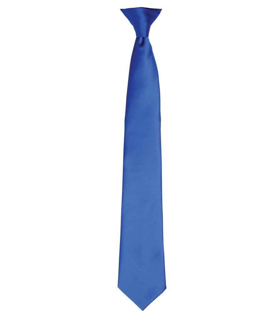Premier 'Colours' Satin Clip Tie in ONE Royal Blue by Premier — Custom branded clothing by Print Press, featuring premium embroidery produced in our specialist print lab in the UK.