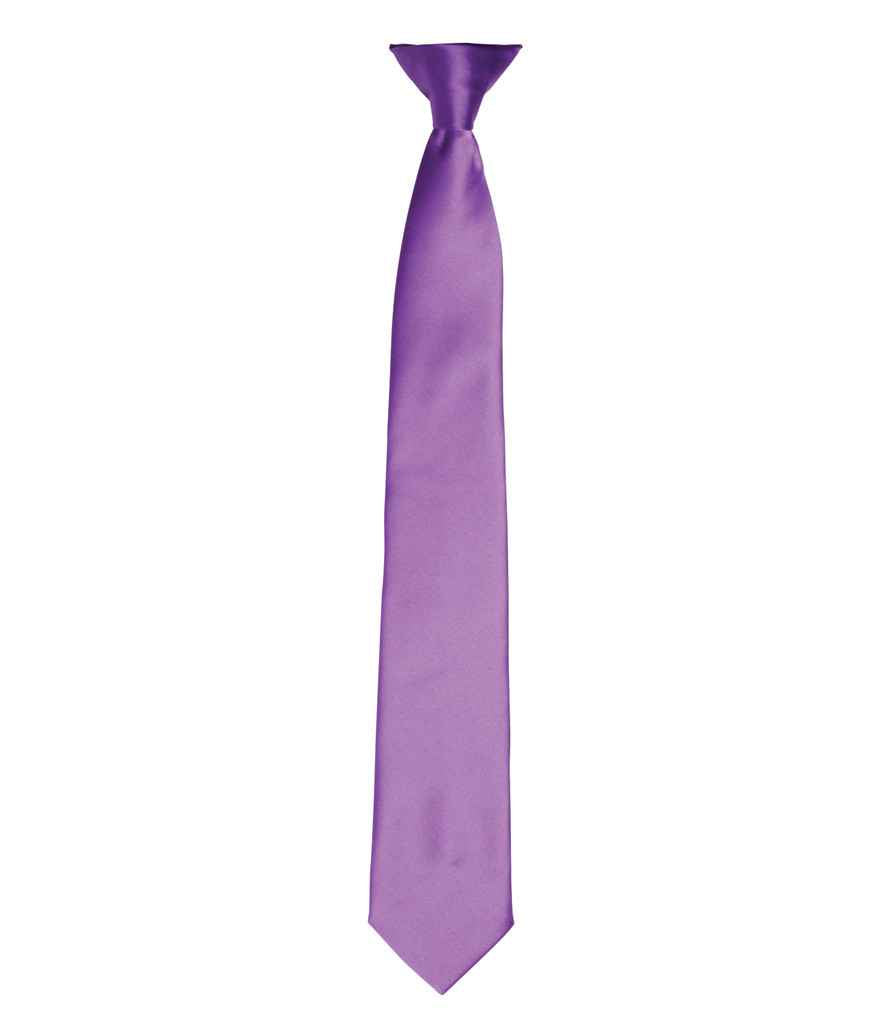 Premier 'Colours' Satin Clip Tie in ONE Rich Violet by Premier — Custom branded clothing by Print Press, featuring premium embroidery produced in our specialist print lab in the UK.