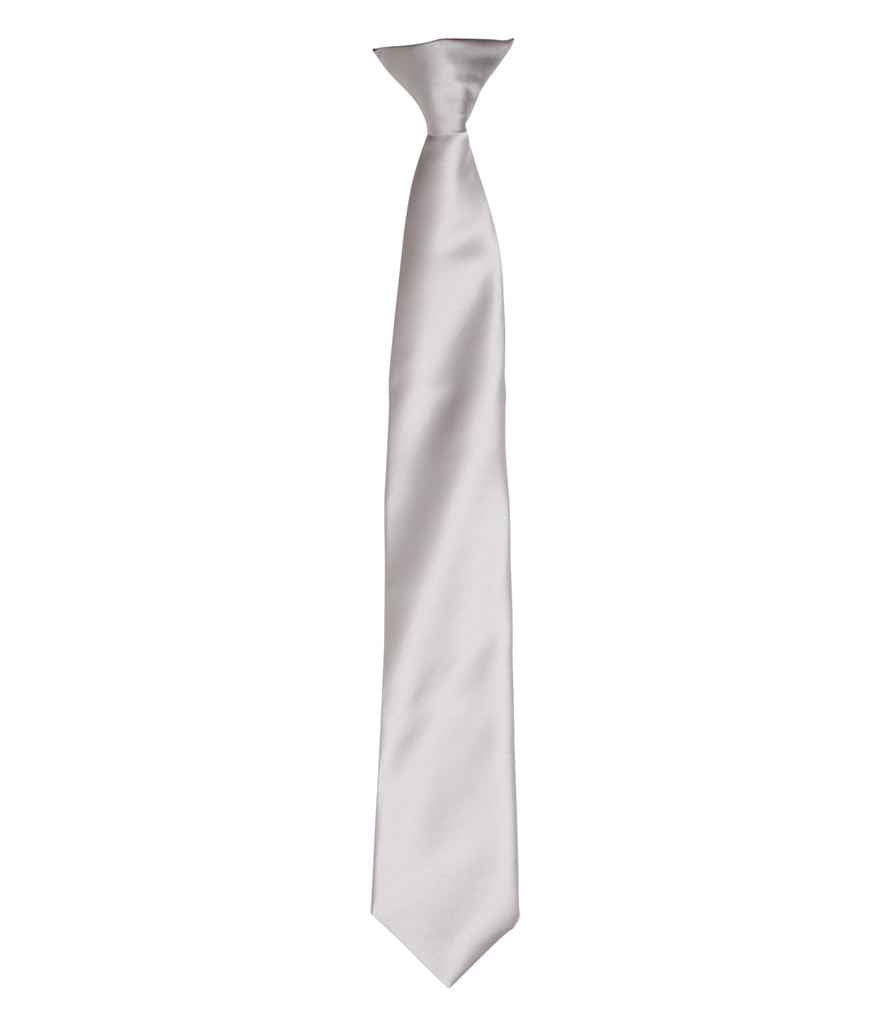 Premier 'Colours' Satin Clip Tie in ONE Silver by Premier — Custom branded clothing by Print Press, featuring premium embroidery produced in our specialist print lab in the UK.