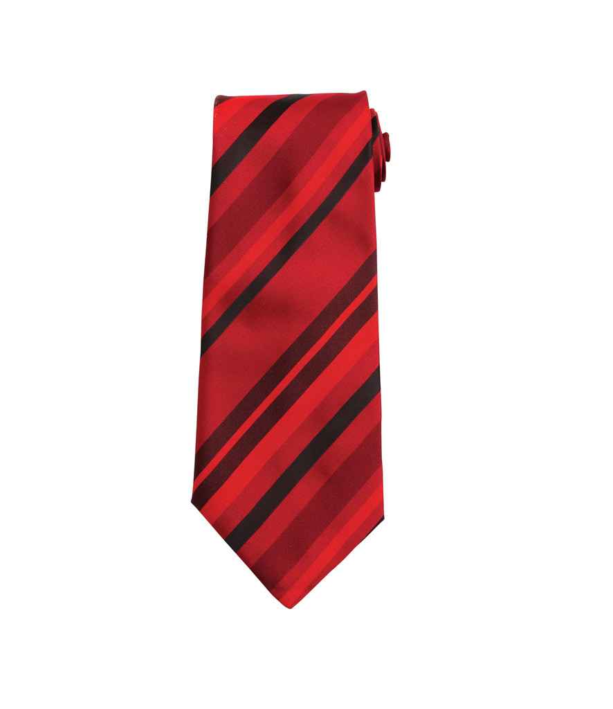 Premier Multi Stripe Tie in ONE Red by Premier — Custom branded clothing by Print Press, featuring premium embroidery produced in our specialist print lab in the UK.