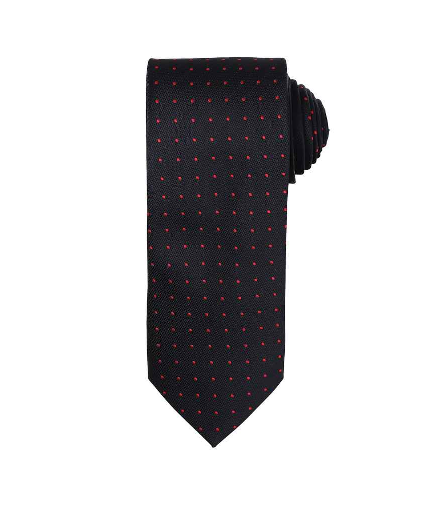 Premier Micro Dot Tie in ONE Black Red by Premier — Custom branded clothing by Print Press, featuring premium embroidery produced in our specialist print lab in the UK.