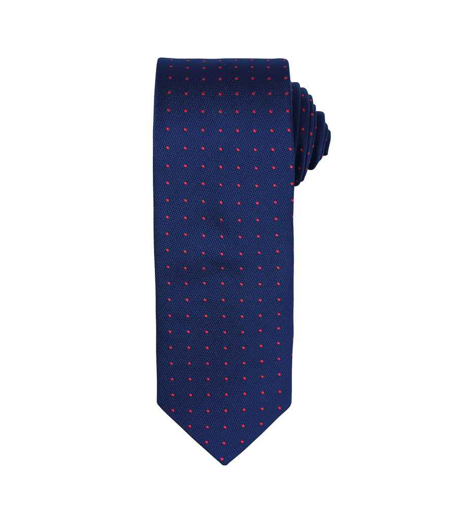 Premier Micro Dot Tie in ONE Navy Red by Premier — Custom branded clothing by Print Press, featuring premium embroidery produced in our specialist print lab in the UK.