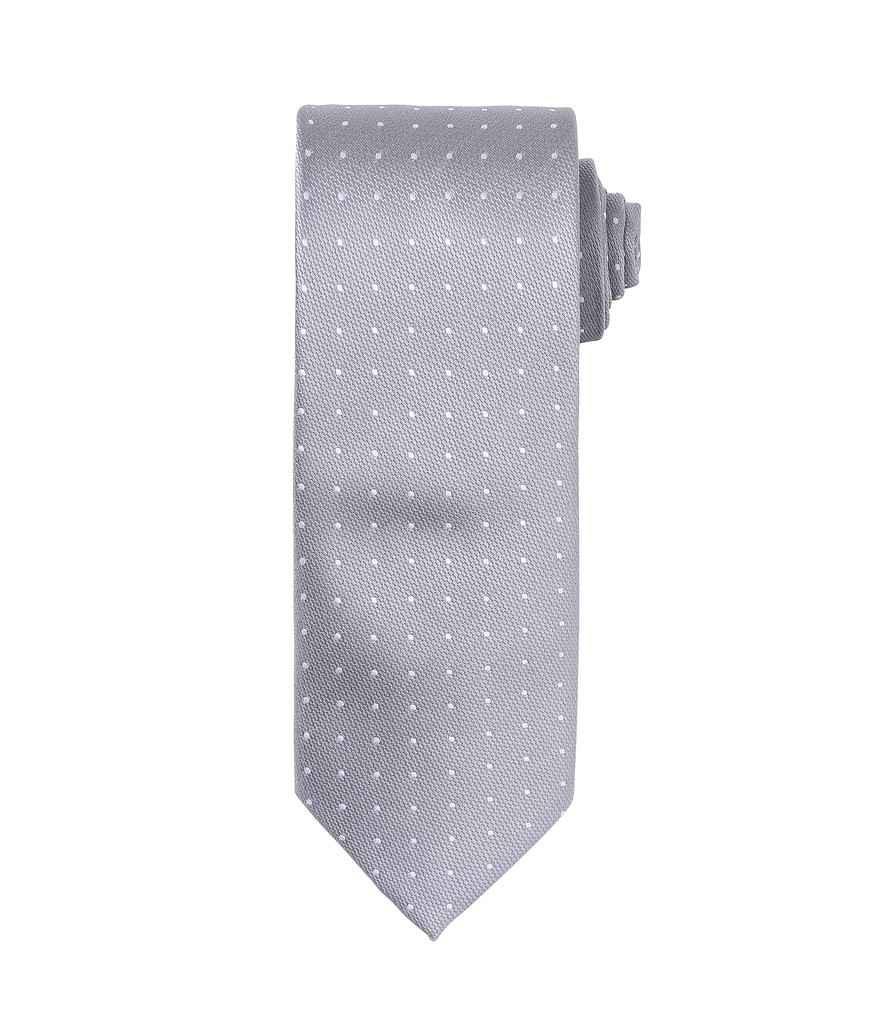 Premier Micro Dot Tie in ONE Silver White by Premier — Custom branded clothing by Print Press, featuring premium embroidery produced in our specialist print lab in the UK.