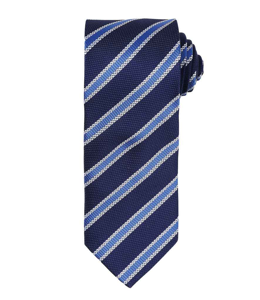 Premier Waffle Stripe Tie in ONE Navy Royal Blue by Premier — Custom branded clothing by Print Press, featuring premium embroidery produced in our specialist print lab in the UK.