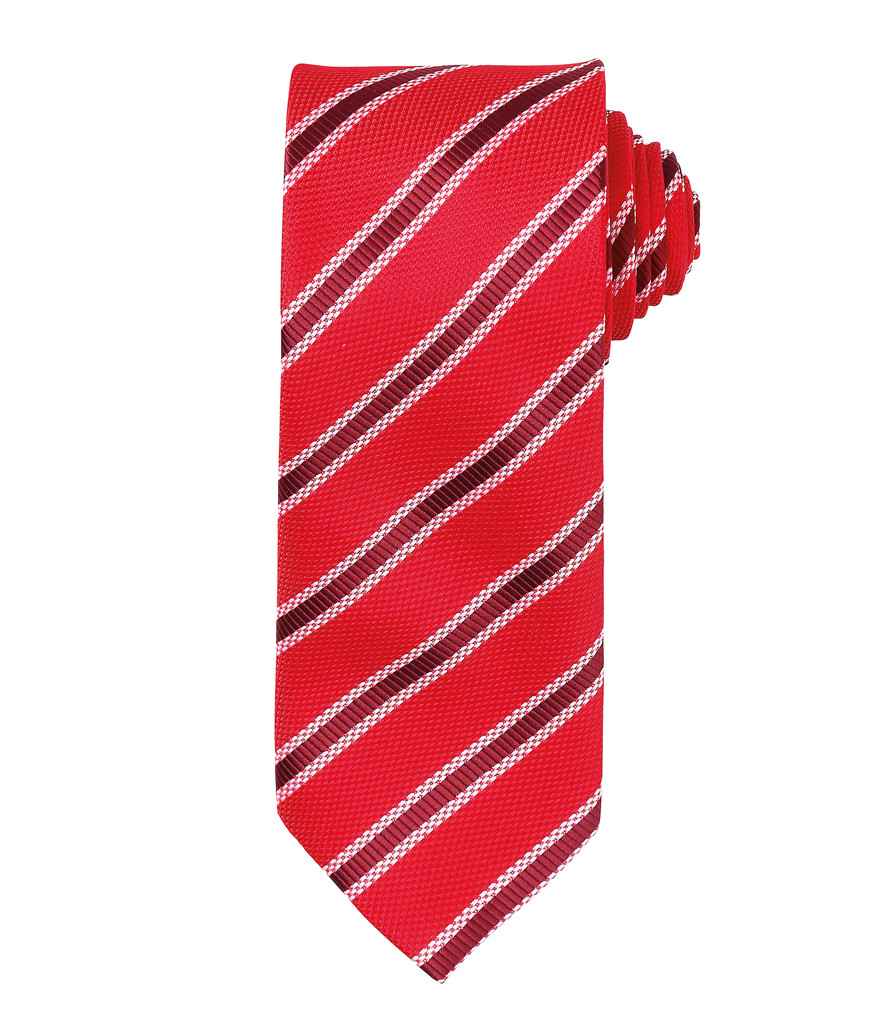 Premier Waffle Stripe Tie in ONE Red Burgundy by Premier — Custom branded clothing by Print Press, featuring premium embroidery produced in our specialist print lab in the UK.