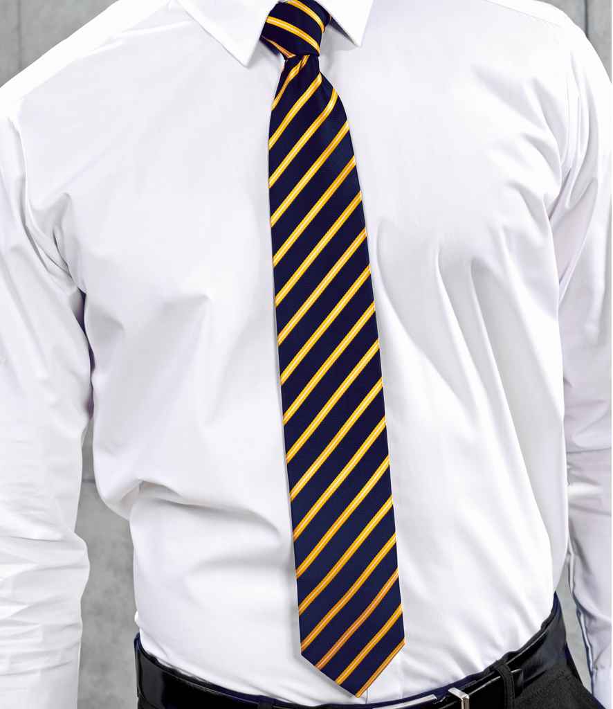 Premier Sports Stripe Tie in ONE Black Gold by Premier — Custom branded clothing by Print Press, featuring premium embroidery produced in our specialist print lab in the UK.