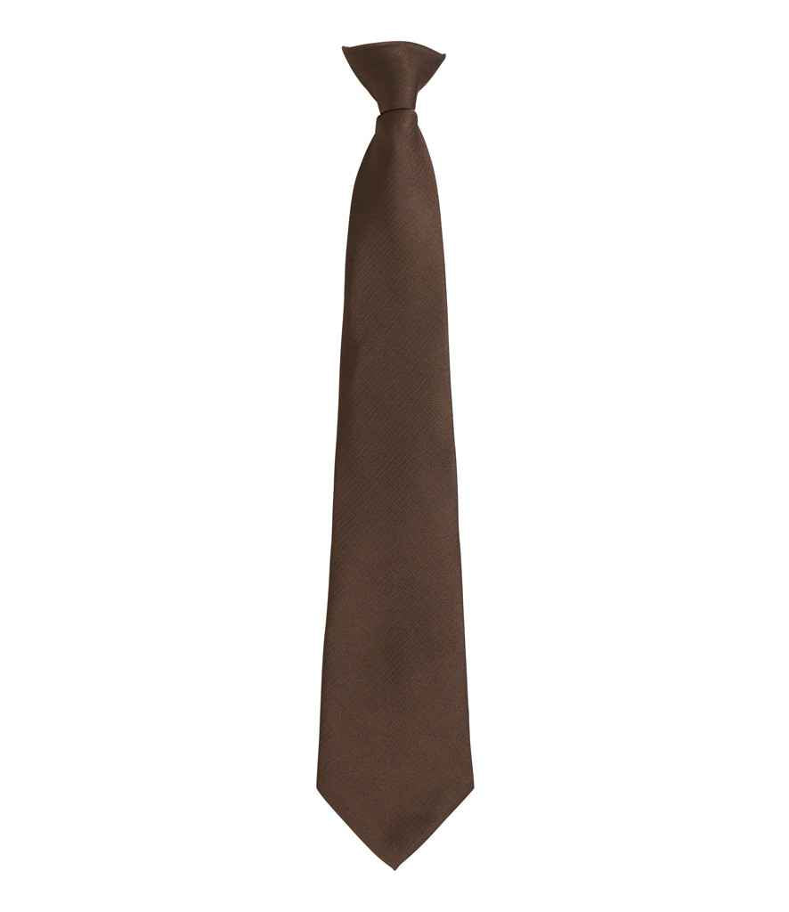 Premier 'Colours' Fashion Clip Tie in ONE Brown by Premier — Custom branded clothing by Print Press, featuring premium embroidery produced in our specialist print lab in the UK.