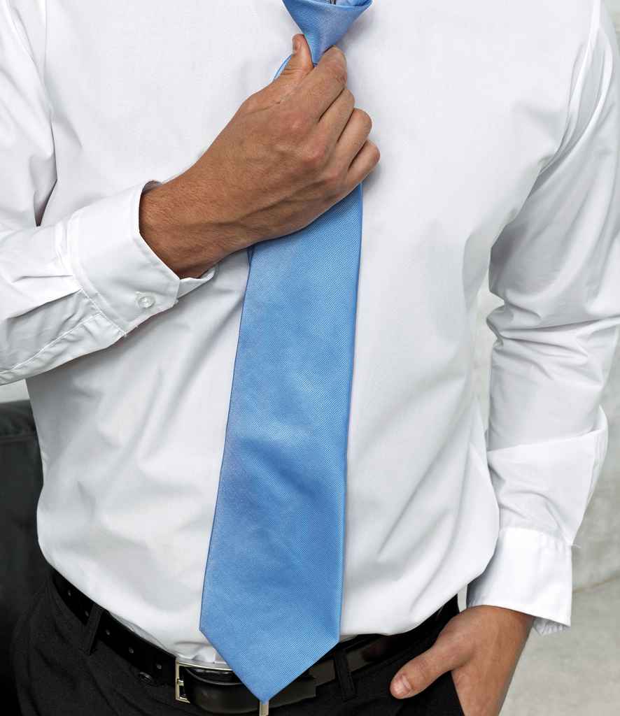 Premier 'Colours' Fashion Clip Tie in ONE Mid Blue by Premier — Custom branded clothing by Print Press, featuring premium embroidery produced in our specialist print lab in the UK.