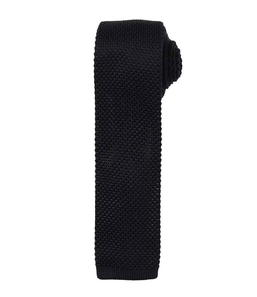 Premier Slim Knitted Tie in ONE Black by Premier — Custom branded clothing by Print Press, featuring premium embroidery produced in our specialist print lab in the UK.