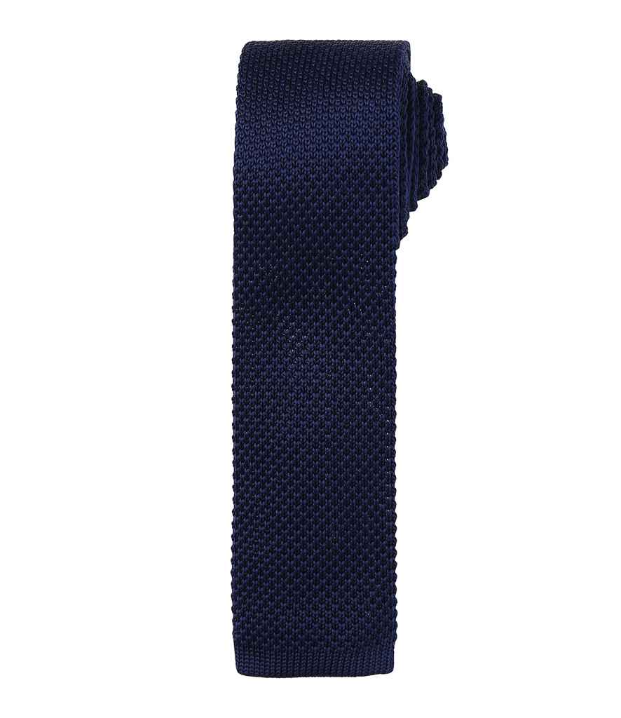 Premier Slim Knitted Tie in ONE Navy by Premier — Custom branded clothing by Print Press, featuring premium embroidery produced in our specialist print lab in the UK.