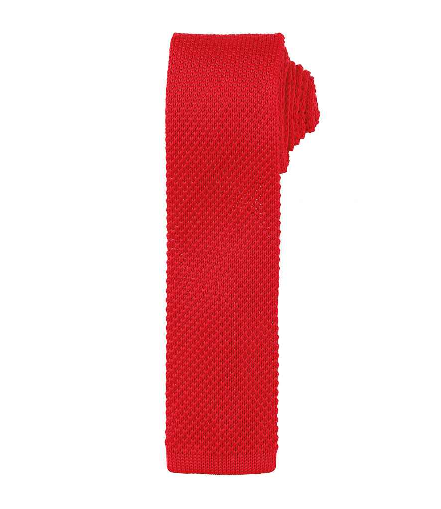 Premier Slim Knitted Tie in ONE Red by Premier — Custom branded clothing by Print Press, featuring premium embroidery produced in our specialist print lab in the UK.