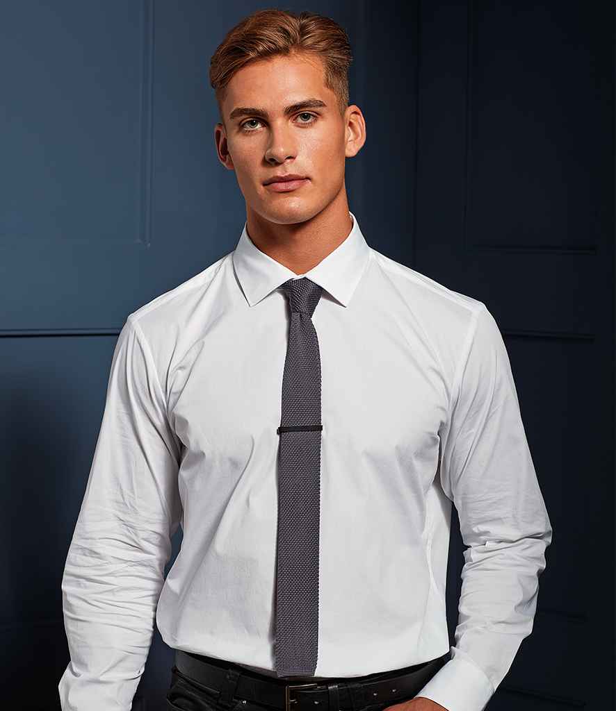 Premier Slim Knitted Tie in ONE Steel by Premier — Custom branded clothing by Print Press, featuring premium embroidery produced in our specialist print lab in the UK.