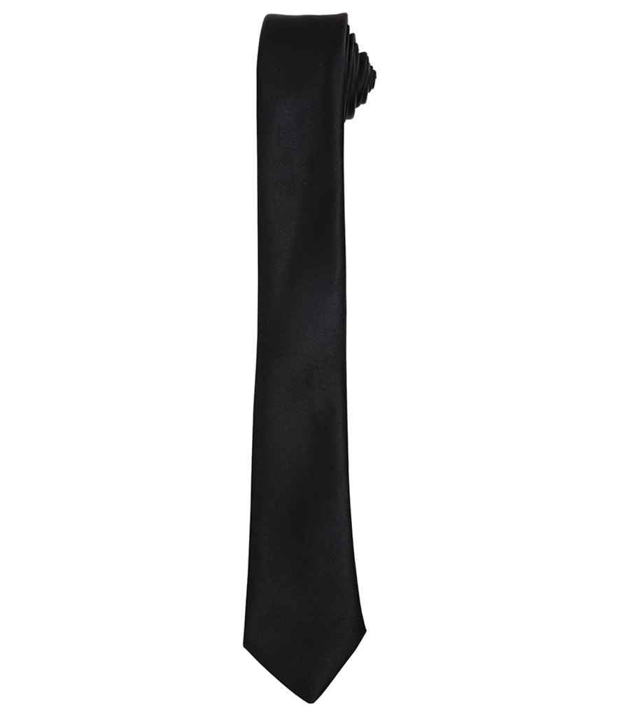 Premier Slim Tie in ONE Black by Premier — Custom branded clothing by Print Press, featuring premium embroidery produced in our specialist print lab in the UK.