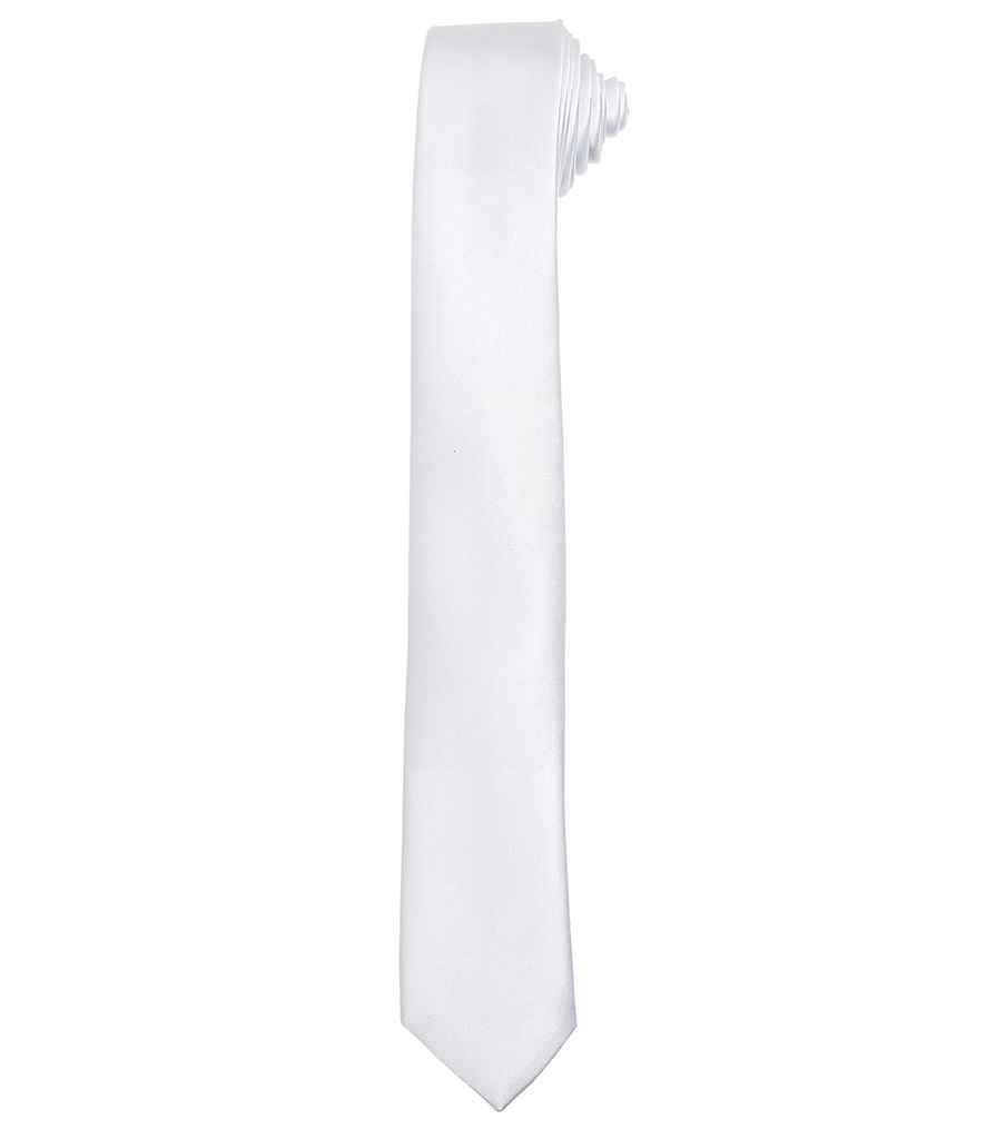 Premier Slim Tie in ONE White by Premier — Custom branded clothing by Print Press, featuring premium embroidery produced in our specialist print lab in the UK.